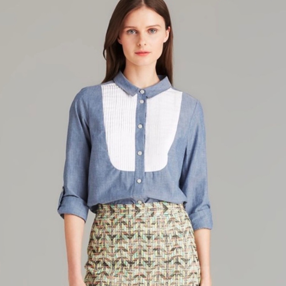 Kate Spade Chambray Tuxedo Button Down Shirt